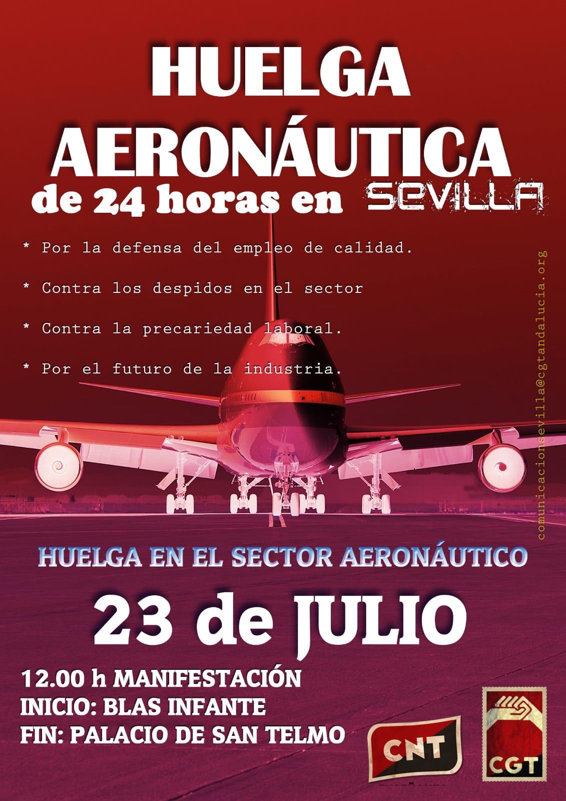 Huelga en el sector de la Aeron utica en Sevilla el 23 de julio